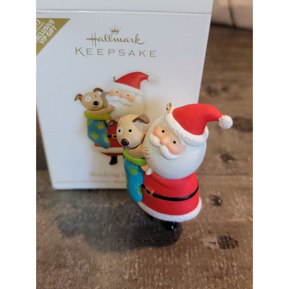 Hallmark stocking stuffing 2012 ornament Xmas Decor Santa‎ puppy